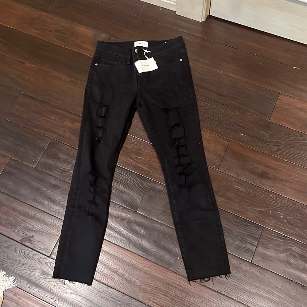 NWT FRAME Black Denim Jeans Size 27